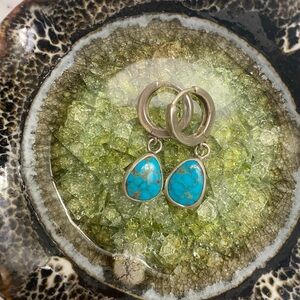 Rustic Roots Design Turquoise and Sterling Silver Drop Earrings